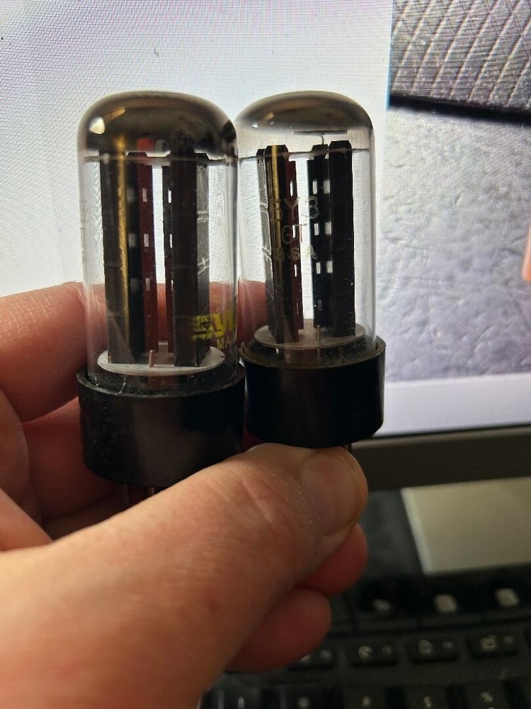 NOS new testing matched pair Sylvania black plate 5Y3GT vacuum tubes