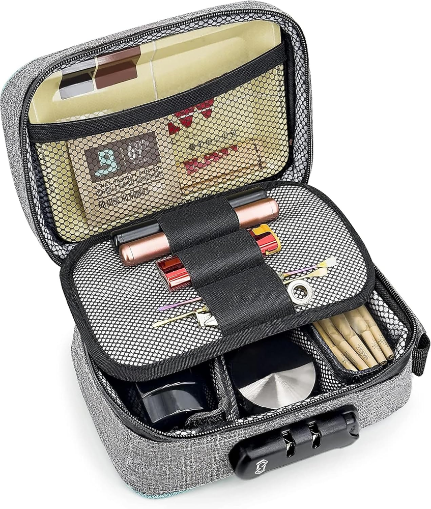 Smell Proof Combination Lock Pouch for Tobacco Pipe Storage
