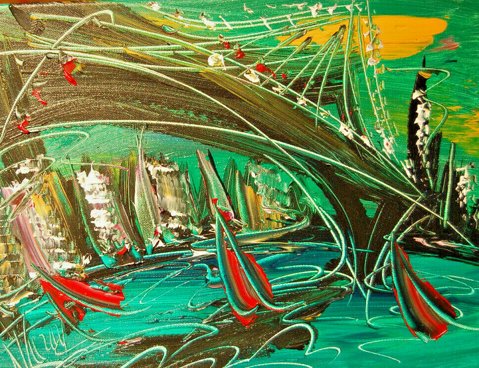 NEW YORK CITY    ART   ORIGINAL PAINTING ART MODERN CANVAS ABSTRACT  WEFDIGFBPU