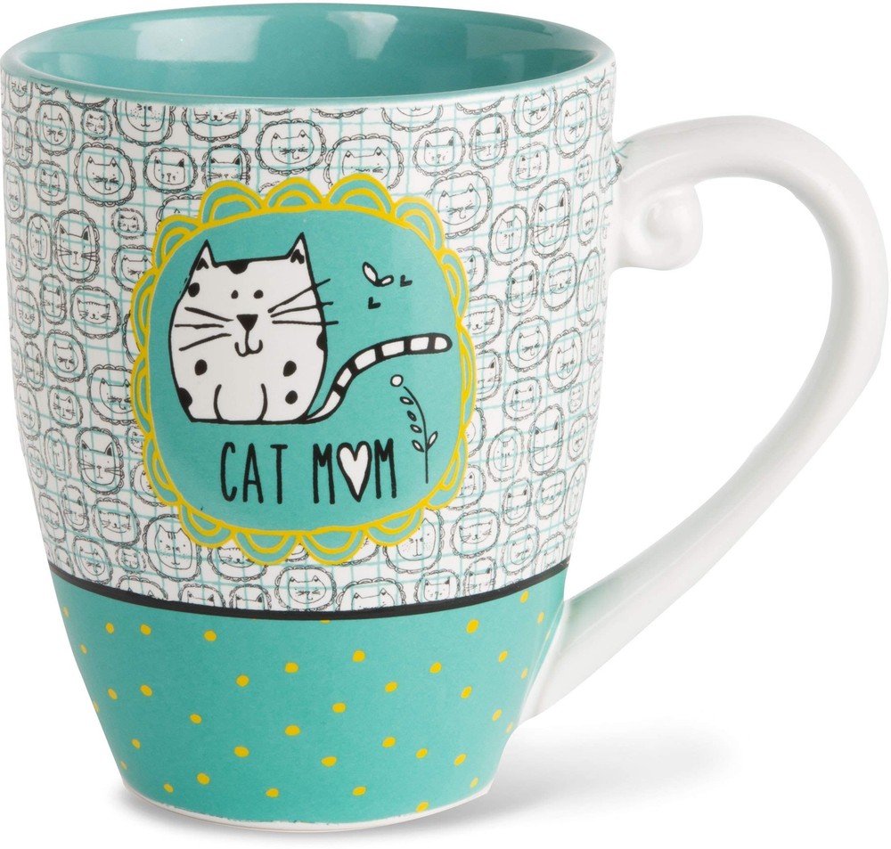 Its Cats & Dogs Cat Mom Ceramic Extra Large Coffee Mug Tea Cup 20 oz Teal