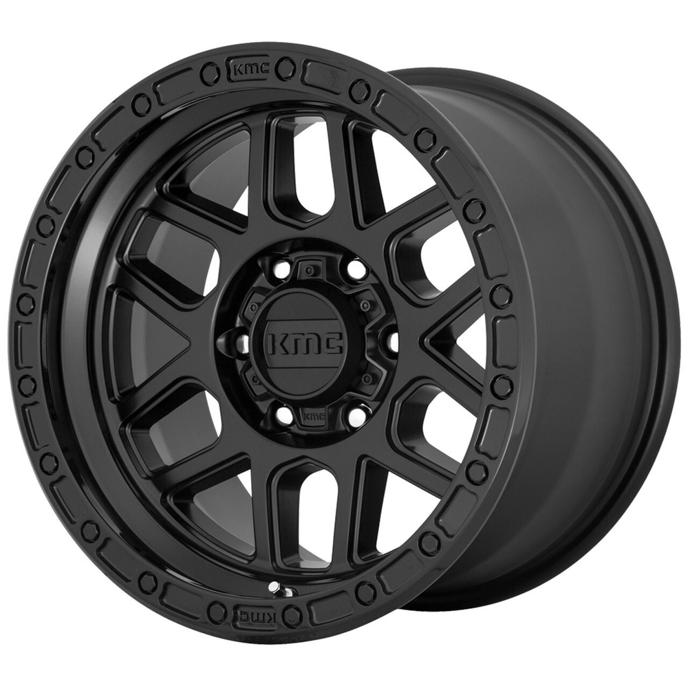 17x8.5 +0 KMC KM544 Mesa 5x5.0 Satin Black W/ Gloss Black Lip Wheels (Set of 4)