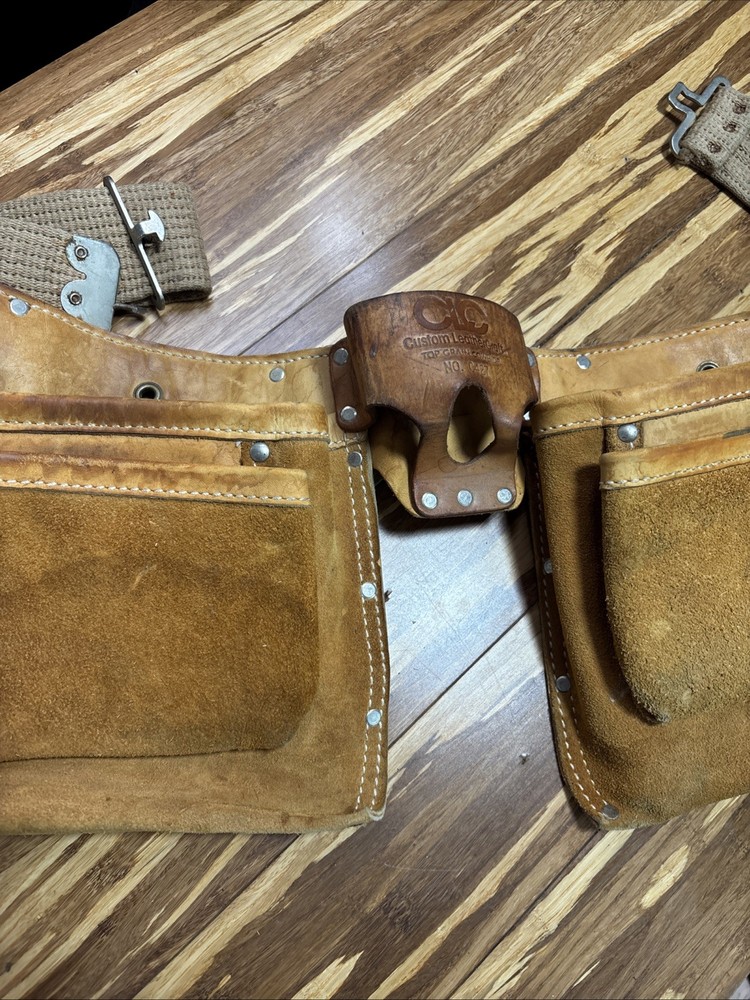 VTG CLC Custom Leather Contractor Tool Belt with Multiple Pockets C427 USA Made