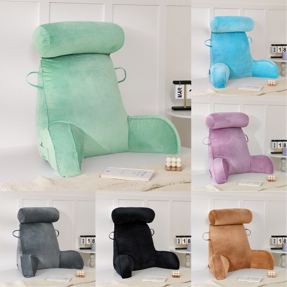 Comfortable Reading Pillow with Armrests for Bed or TV Support  