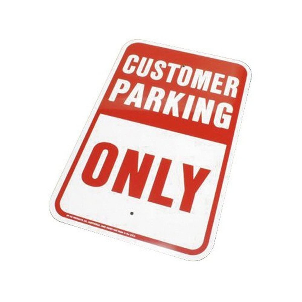 Products HW-29 Customer Parking Only Aluminum Sign, Red/White, 12