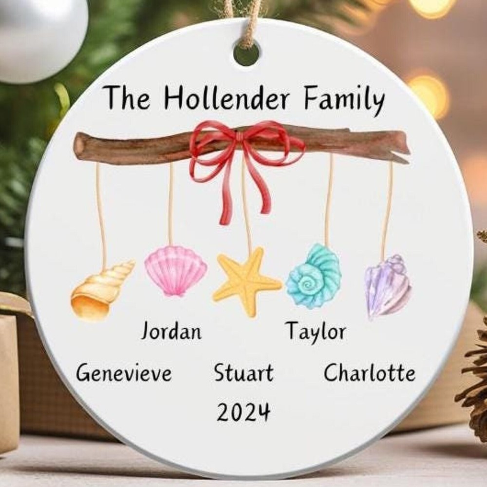 Beach Theme Personalized Family Christmas Ornament Holiday Custom Name Gift