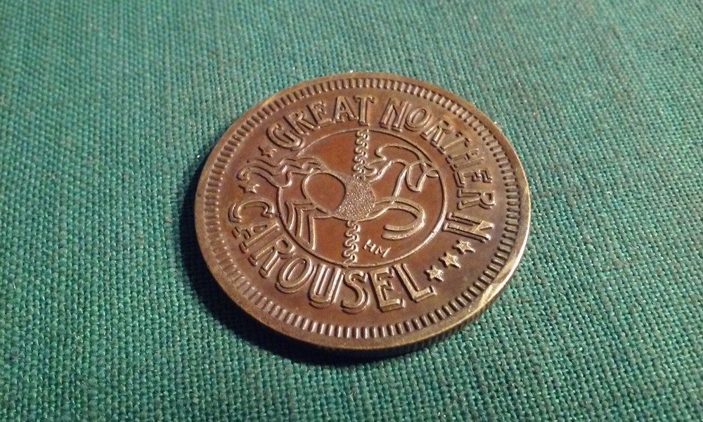 Brass Token Great Northern Carousel 2002 & Painted Pony Ride Token Scarce 1-3/8