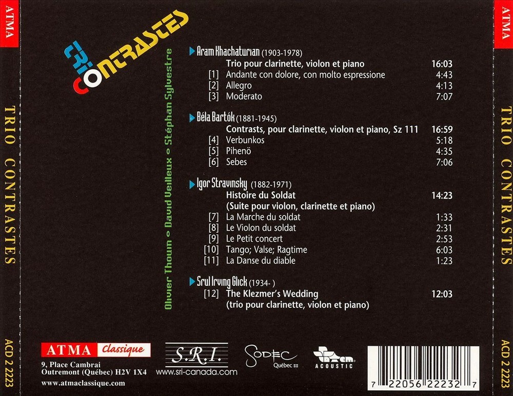 TRIO CONTRASTS TRIO CONTRASTES PERFORM KHACHATURIAN, BARTÓK, STRAVINSKY, GLICK N