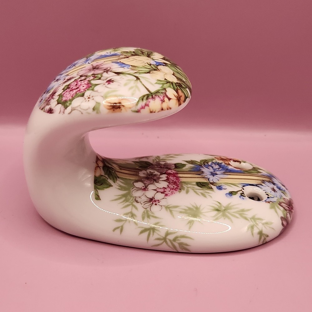 French Porcelain De Paris Garden / Floral Wall Hook / Hanger