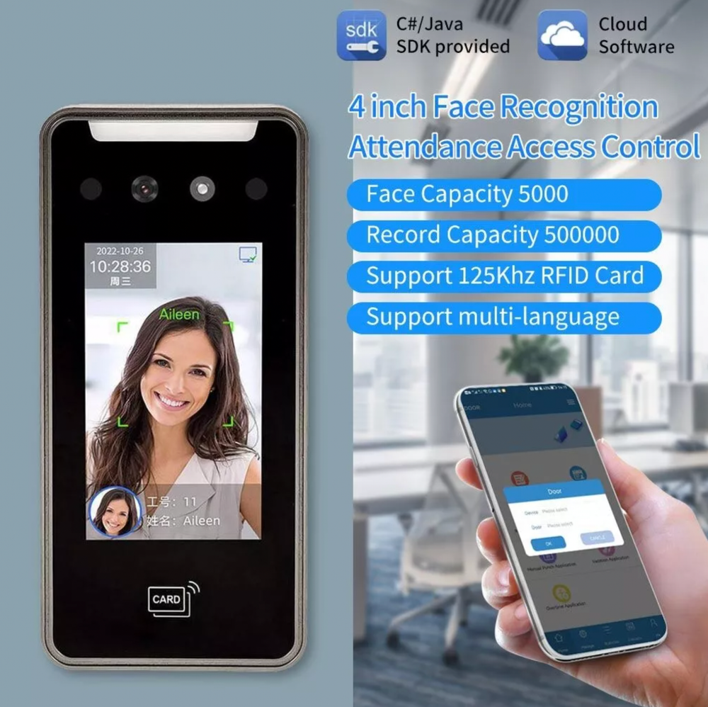 Digital Employee Time Attendance Biometric Face Recognition 2MP Camera 5000 User-image