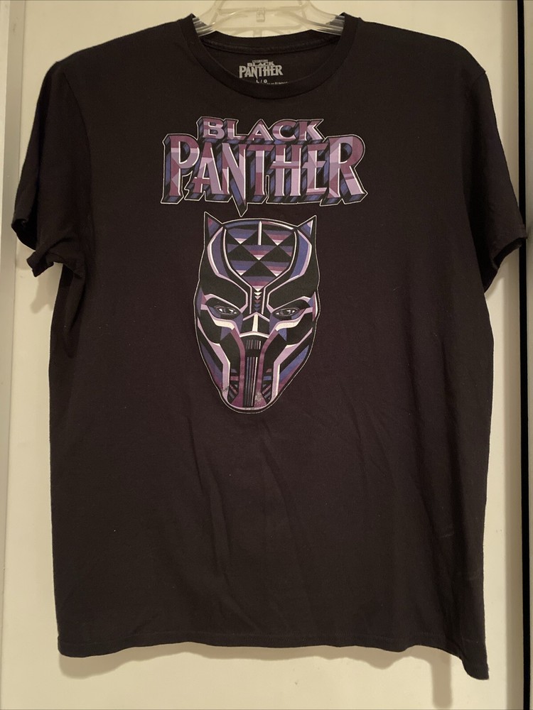 Marvel BLACK PANTHER T-SHIRT Men's (Size Large) - Black Short Sleeve Crew Neck