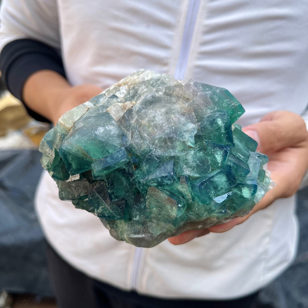 4.1LB natural green fluorite crystal ore specimen standard sample