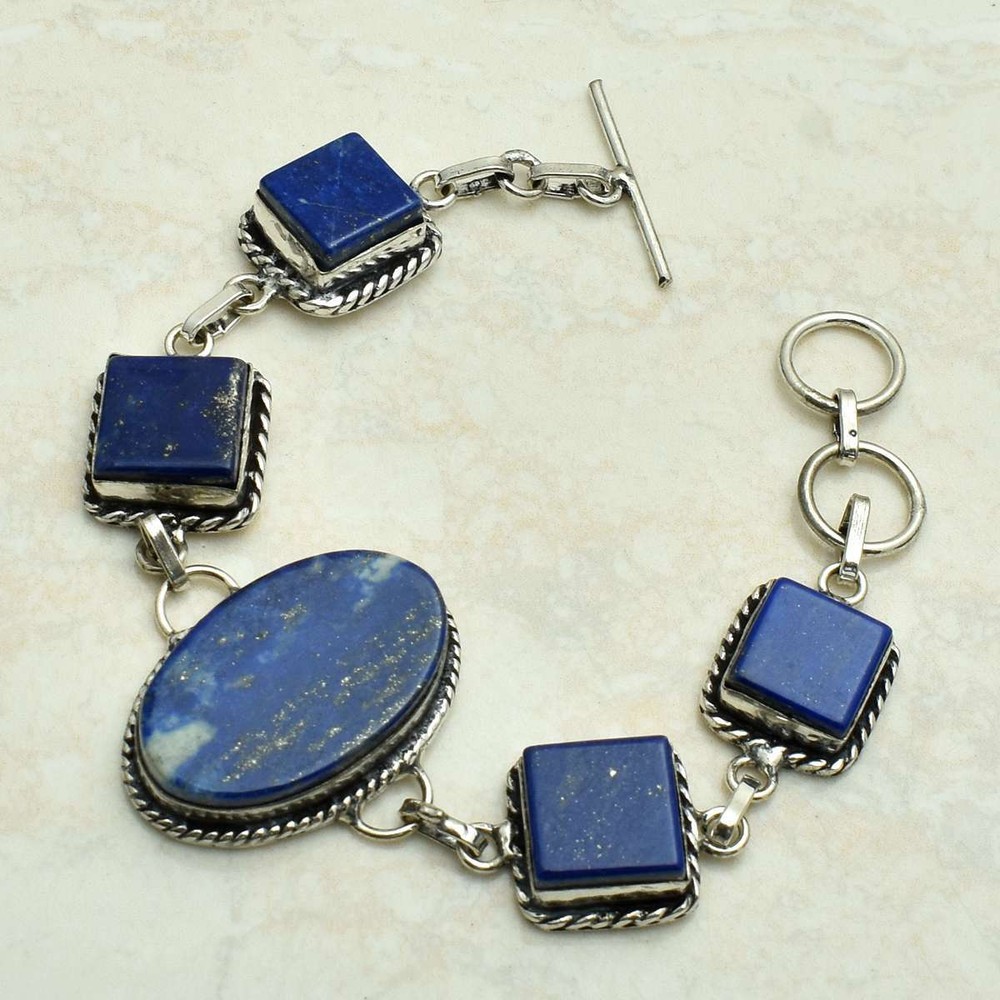 Lapis Lazuli Gemstone Ethnic Handmade Bracelet Jewelry 28 Gms AB 51205