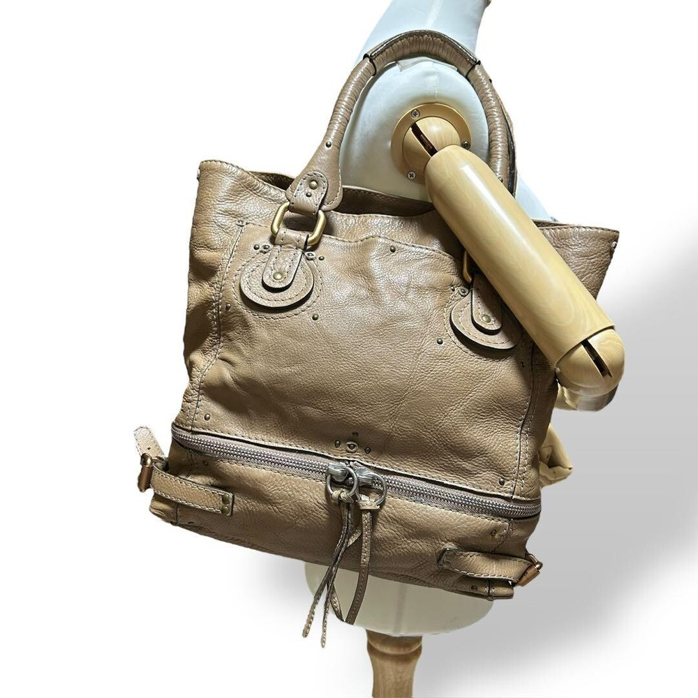 Chloe Paddington Tote Shoulder Bag in Beige with Gold & Silver Hardware Preowned Excellent Condition