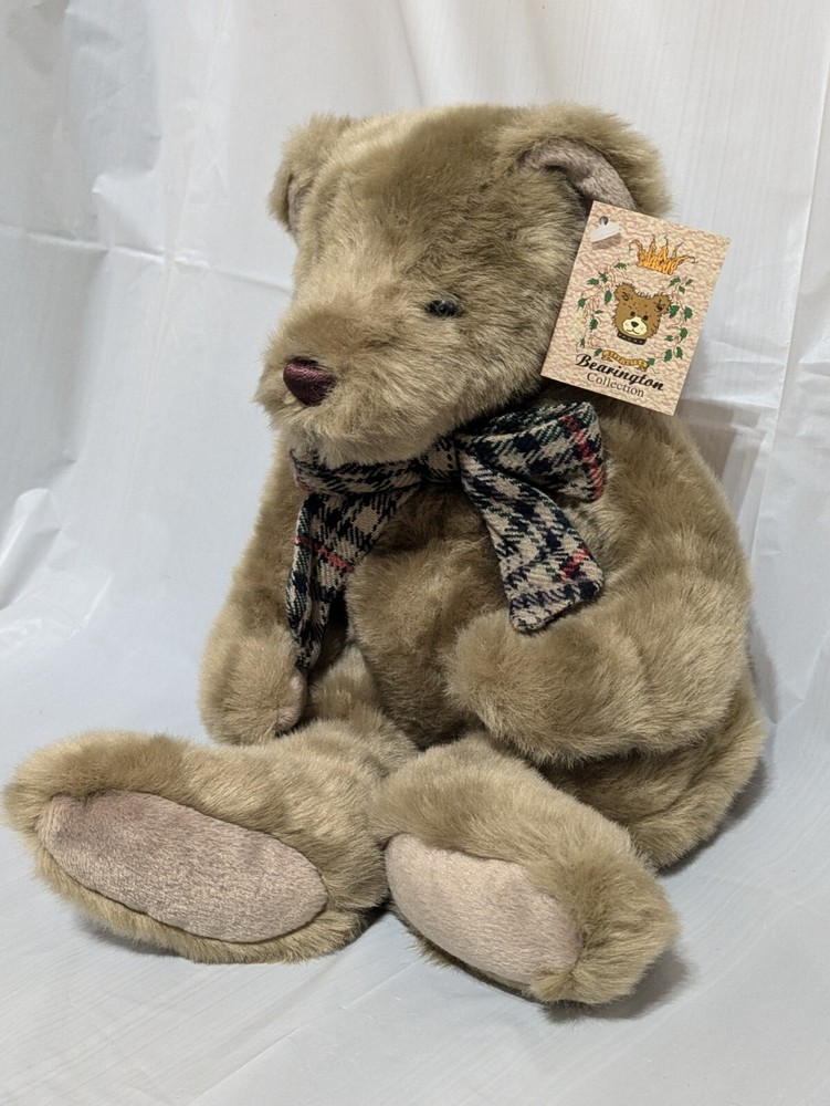 Bearington Collection: Tyler the Bear #1006, Brown Teddy Bear with Plaid Bowtie