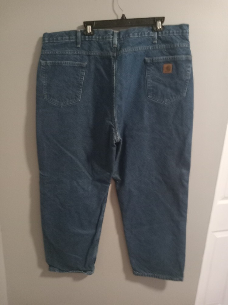 Carhartt B172 Flannel Lined Straight Relaxed Fit Blue Jeans Pants Mens Sz 46x30
