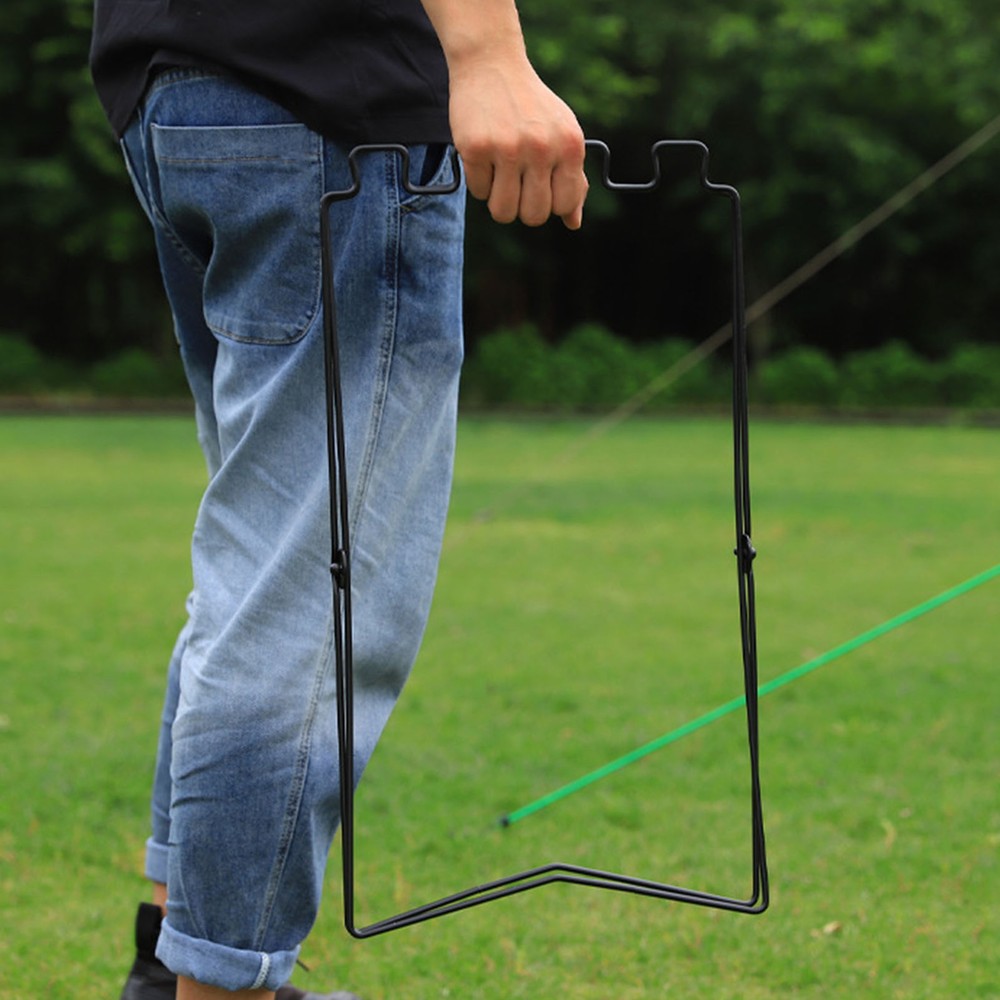 (Black)Portable Trash Bag Holder Stainless Steel Foldable Garbage Rack FS