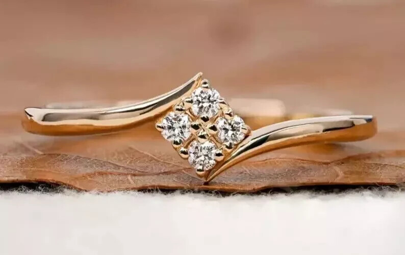 14K Yellow Gold Plated 1.00Ct Round Cut Lab Created Diamond Women's Wedding Ring