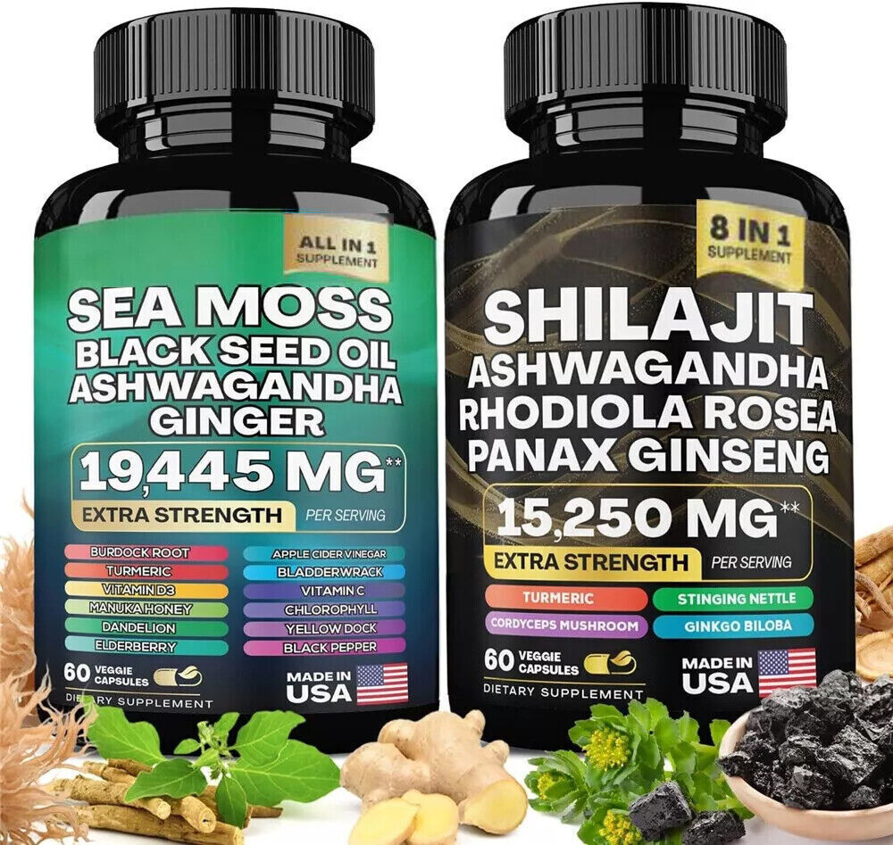 Sea Moss & Shilajit (Black Seed Oil, Ashwagandha, Ginger, Turmeric, Vitamin D)