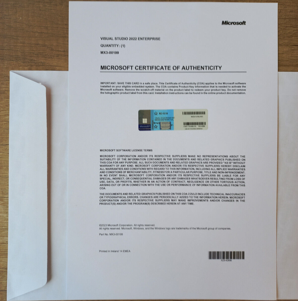 Microsoft Visual Studio 2022 Enterprise CoA Genuine License MX3-00199-image