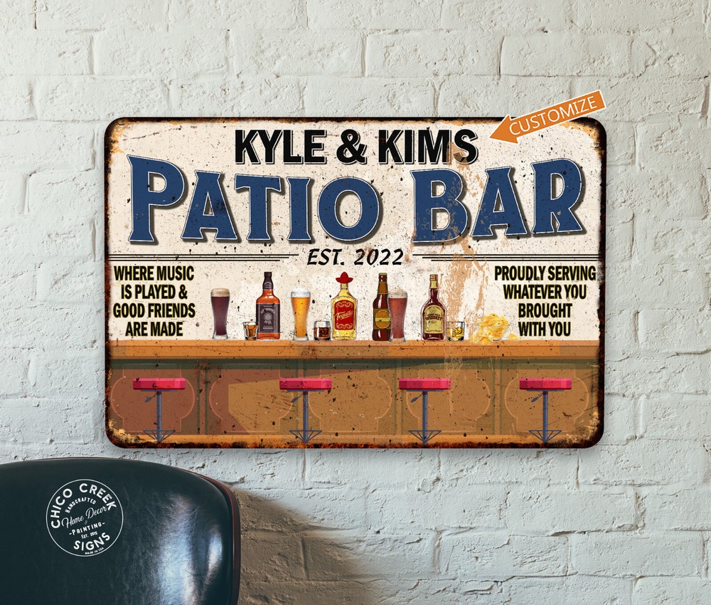 Custom Engraved Patio Bar Sign for Backyard Pub or Man Cave Decor-image