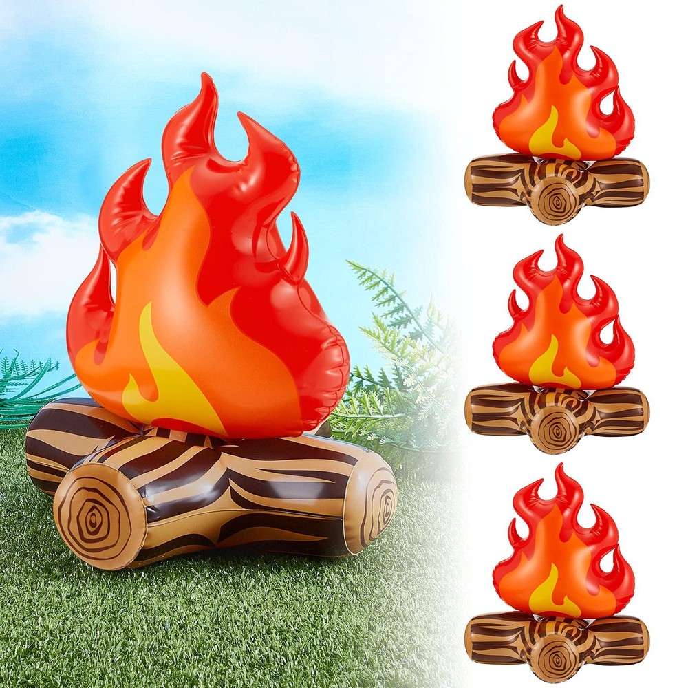 4 Pcs Inflatable Fake Campfire Camping Bonfire Props Party for Indoor Camping