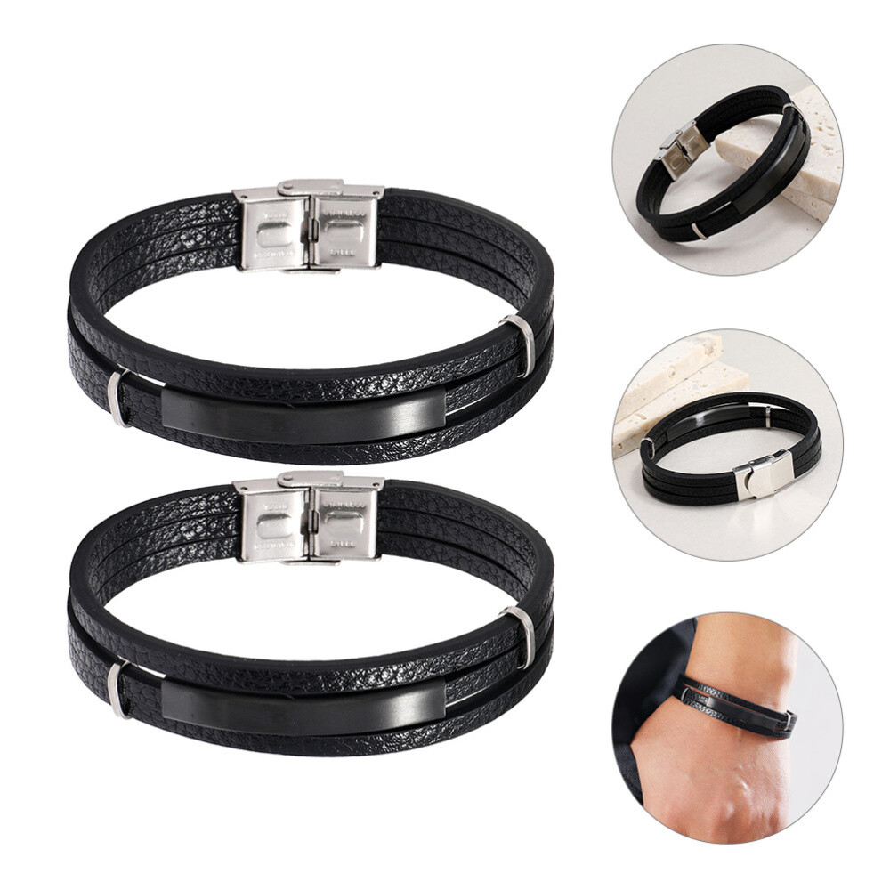 2pcs Decorative Male Wrist Chains Costume Accessory Retro Bracelets