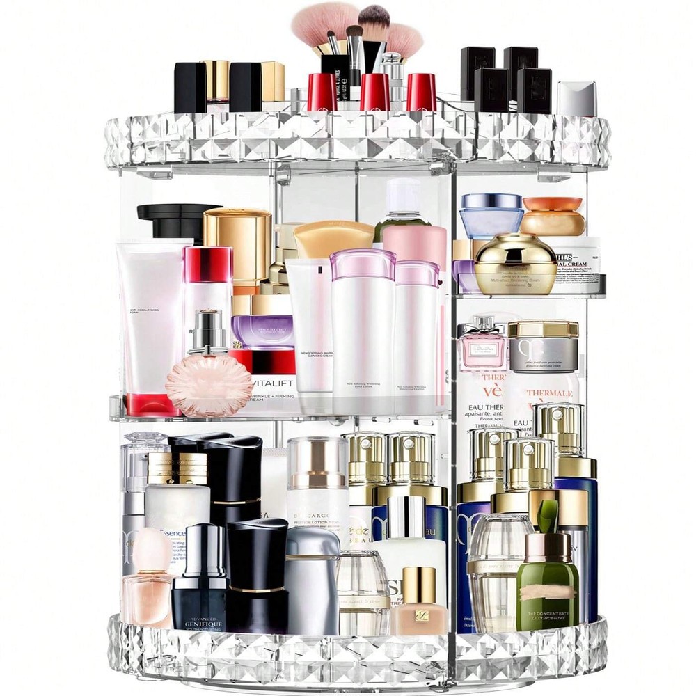 7-Layer Large Clear 360-Degree Rotating Makeup Storage Organizer