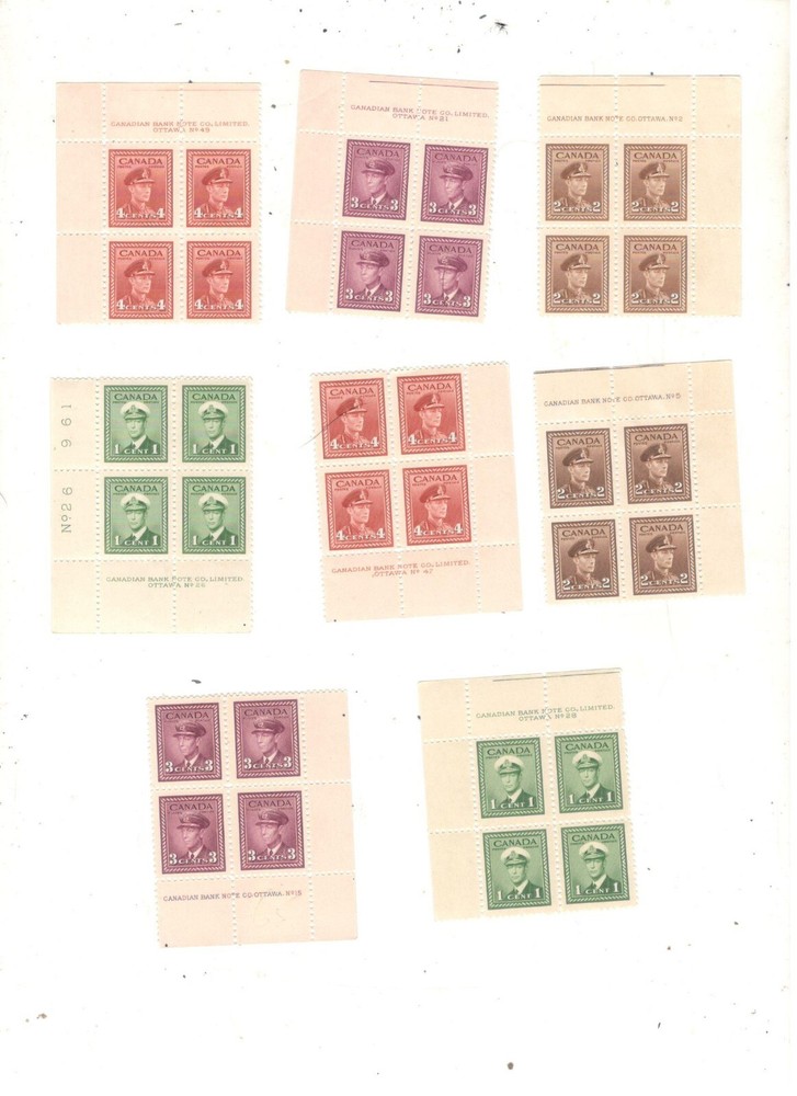 Canada 4-Stamp Plate Block Mint Never Hanged MNH Collection
