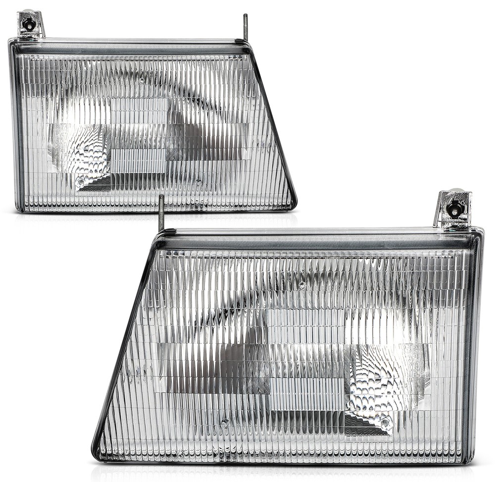 1992-1996 Ford Econoline Van Chrome Headlight Assembly Pair