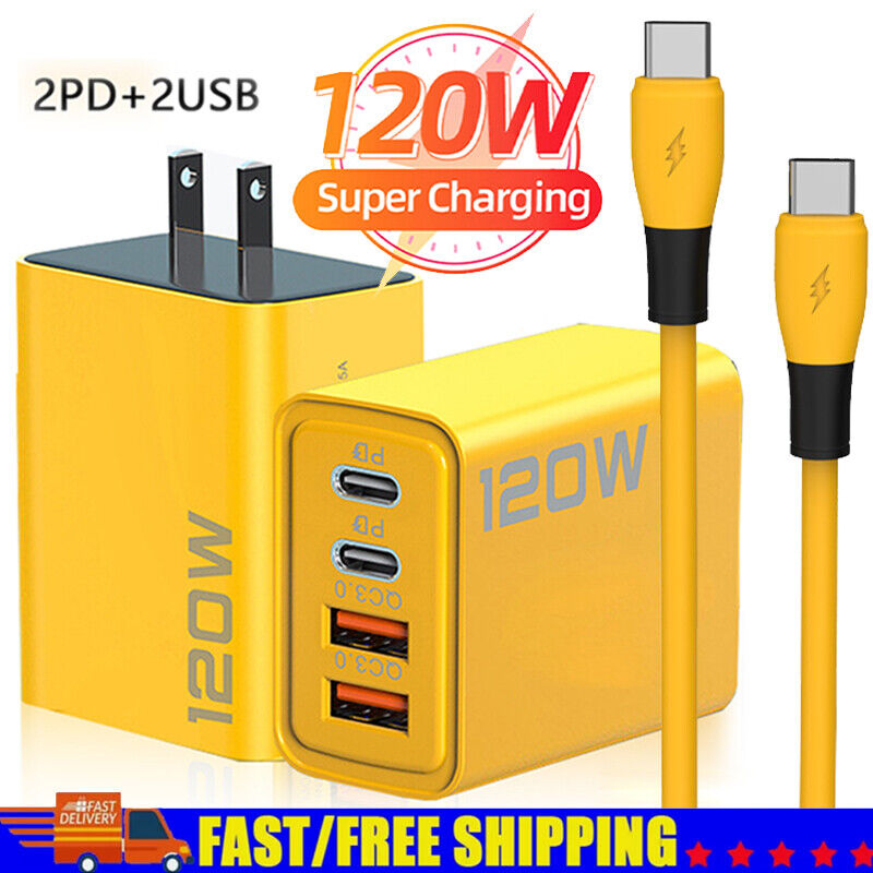 120W Fast Charging USB Type C Wall Charger For iPhone 16 Pro Max 15 14 13 12 11