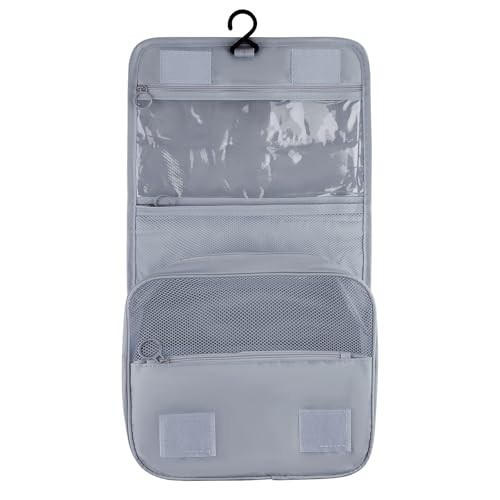 Foldable Waterproof Hanging Toiletry Bag for Travel Grey