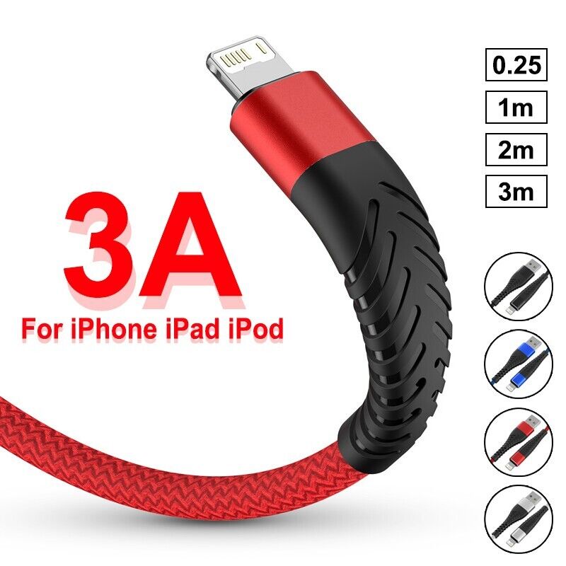 Heavy Duty Fast Charge USB Charger Cable For iPhone 14 13 11 12 8 7 6 Cord 2M 3M