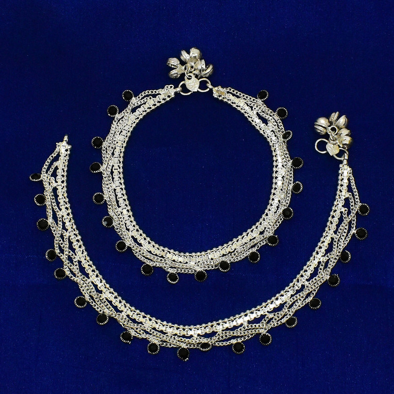 Ankle Anklet Bracelet Black Soldered Metal Chain Festival Bollywood Style Payal