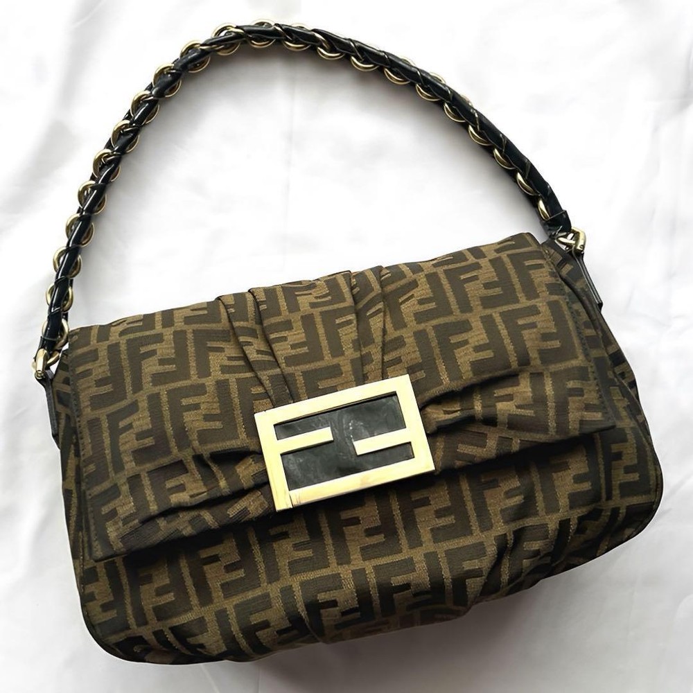 FENDI MIA Zucca Chain Shoulder Bag Preowned Excellent Japan Authentic  