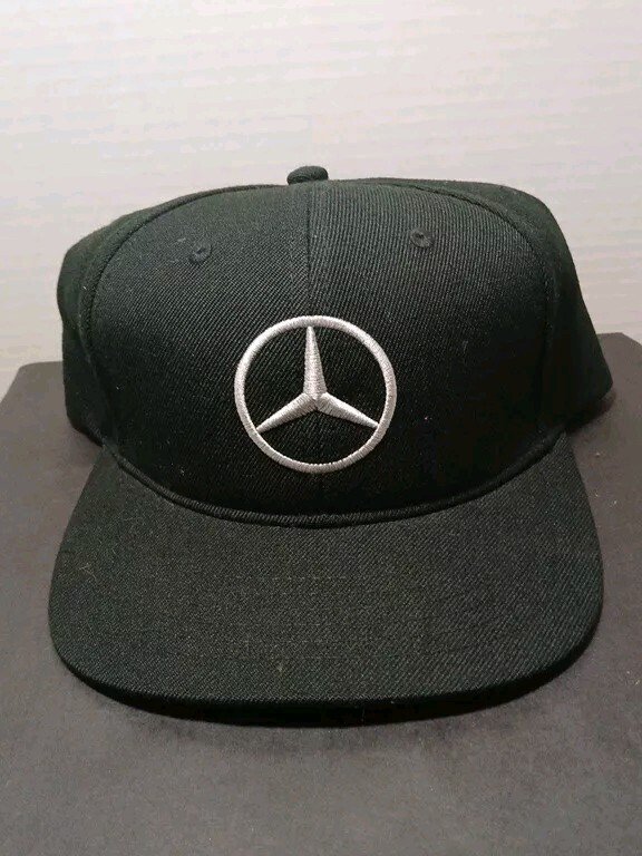 Mercedes Benz Flat Bill Trucker Mesh Snapback Cap Hat Black Embroidered