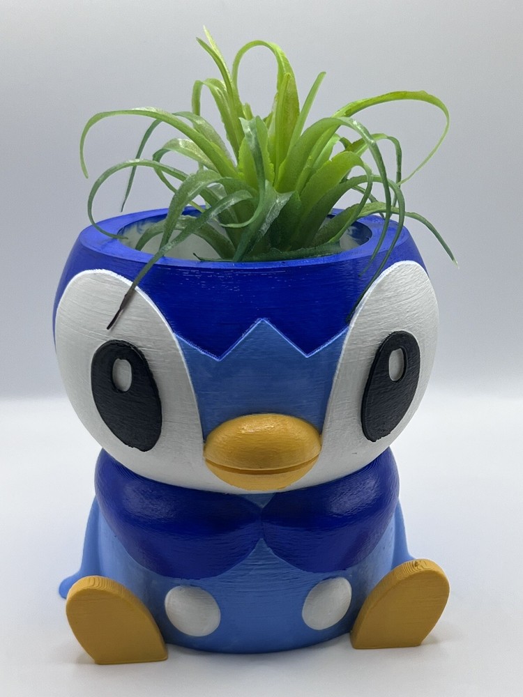 Piplup Pokemon Flower Succulent Pot Planter 3D Printed Hand Painted WYSIWYG