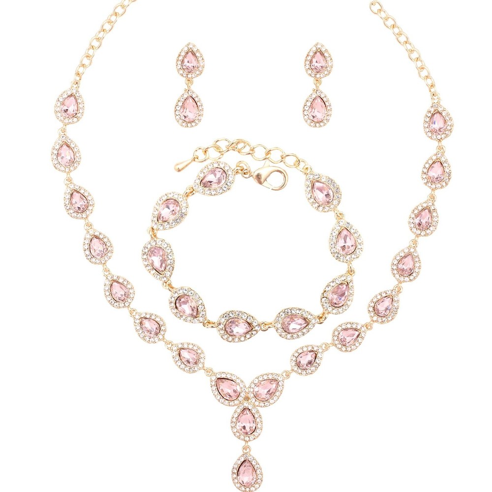 SFE Austrian Crystal Rhinestone Necklace Dangle Earrings Link Bracelet Jewelr...