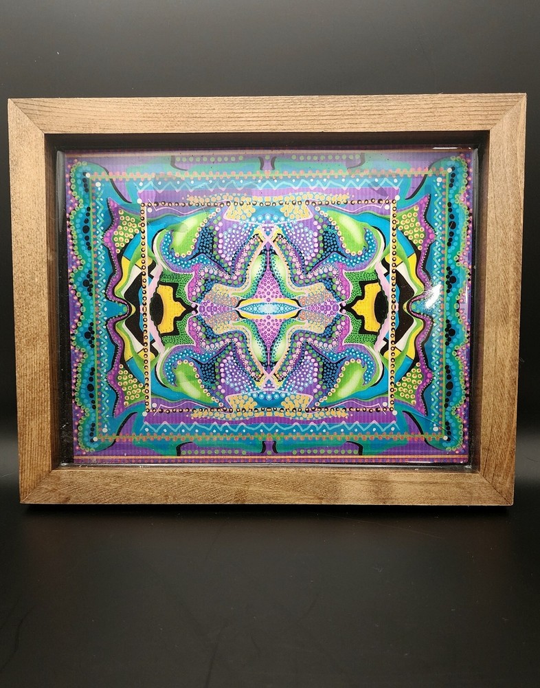 Original Abstract Epoxy Wooden Rolling Tray 10x8 - Visual Fiber Design-image