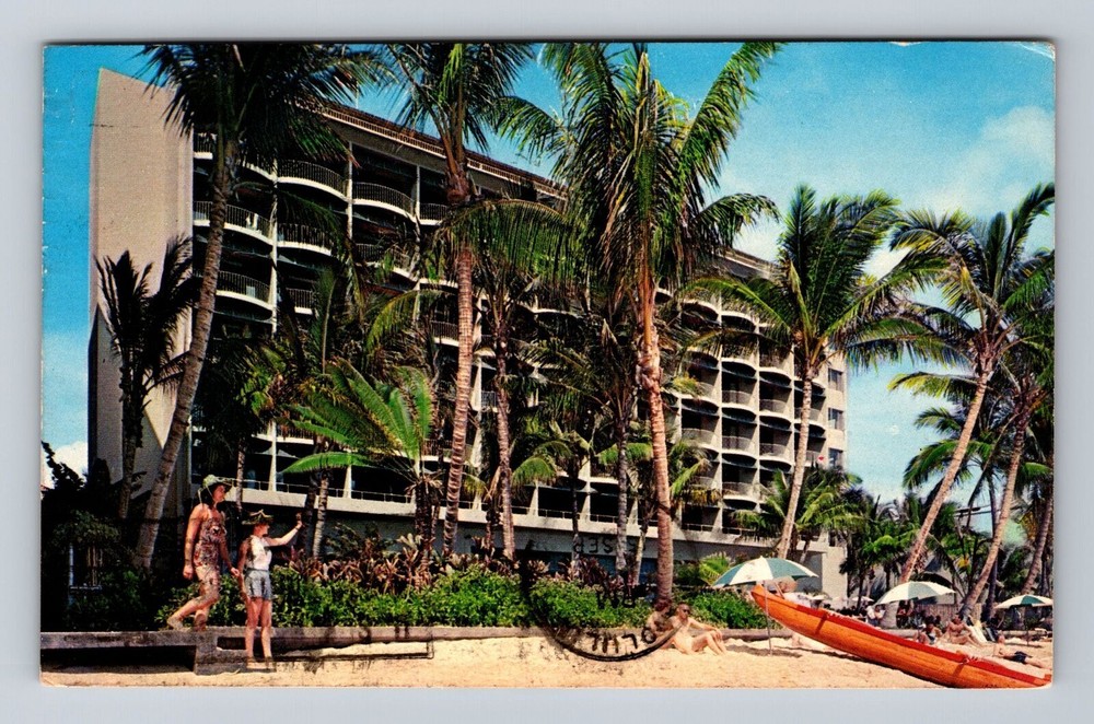 Waikiki HI-Hawaii, SurfRider Hotel, Souvenir, Vintage c1968 Postcard