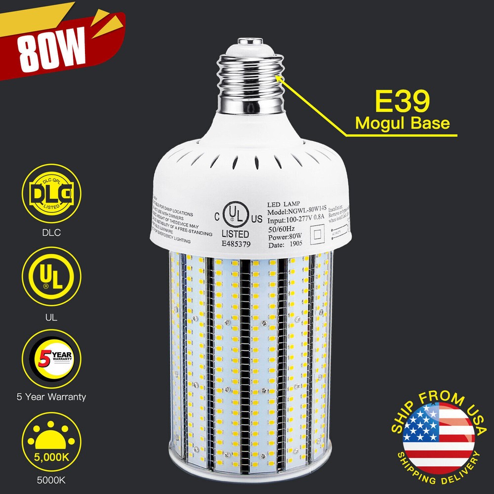 80W LED Corn Cob Bulb Light Daylight for Warehouse Factory Workshop (350W Equiv)