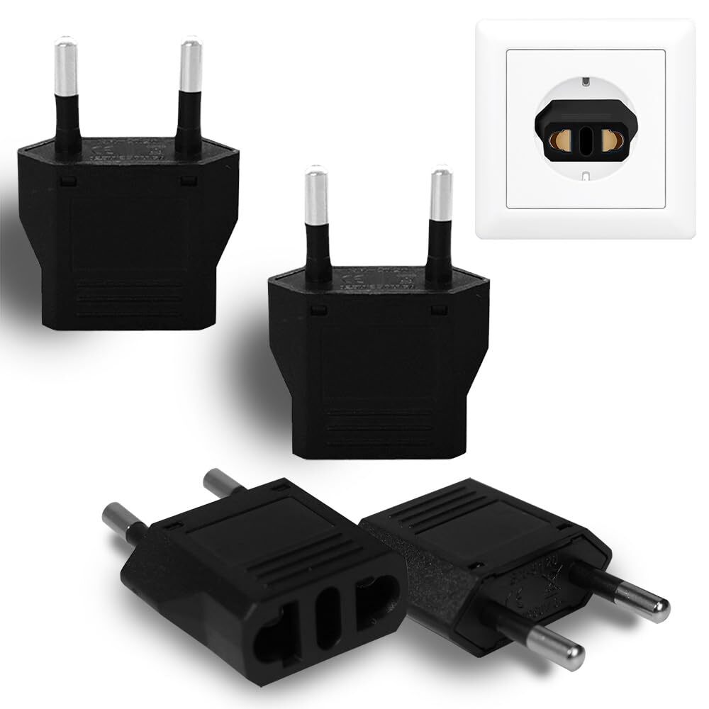 4 Pcs European Travel Plug Adapter US to Europe Plug Adapter for Italy France