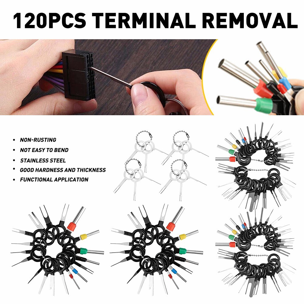 120Pcs Car Wire connector Pin Release Extractor Puller Terminal Removal Tool Kit