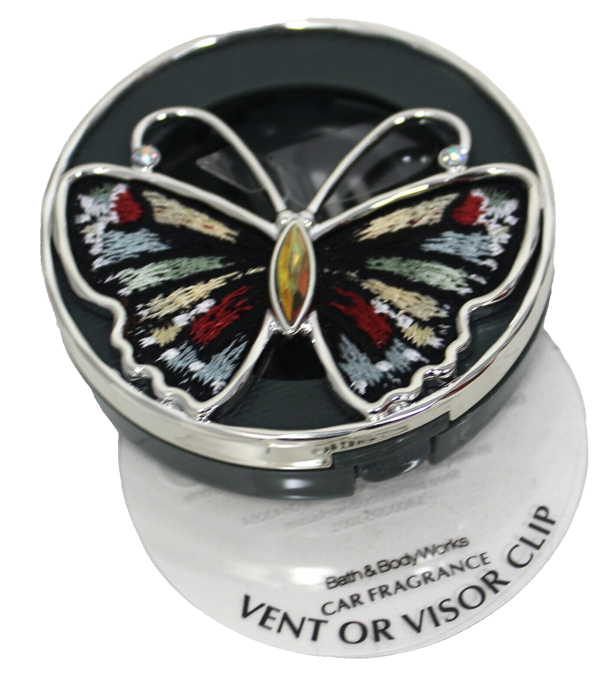 Bath & Body Works Butterfly Scentportable Visor or Vent Clip Car Silver Gem New