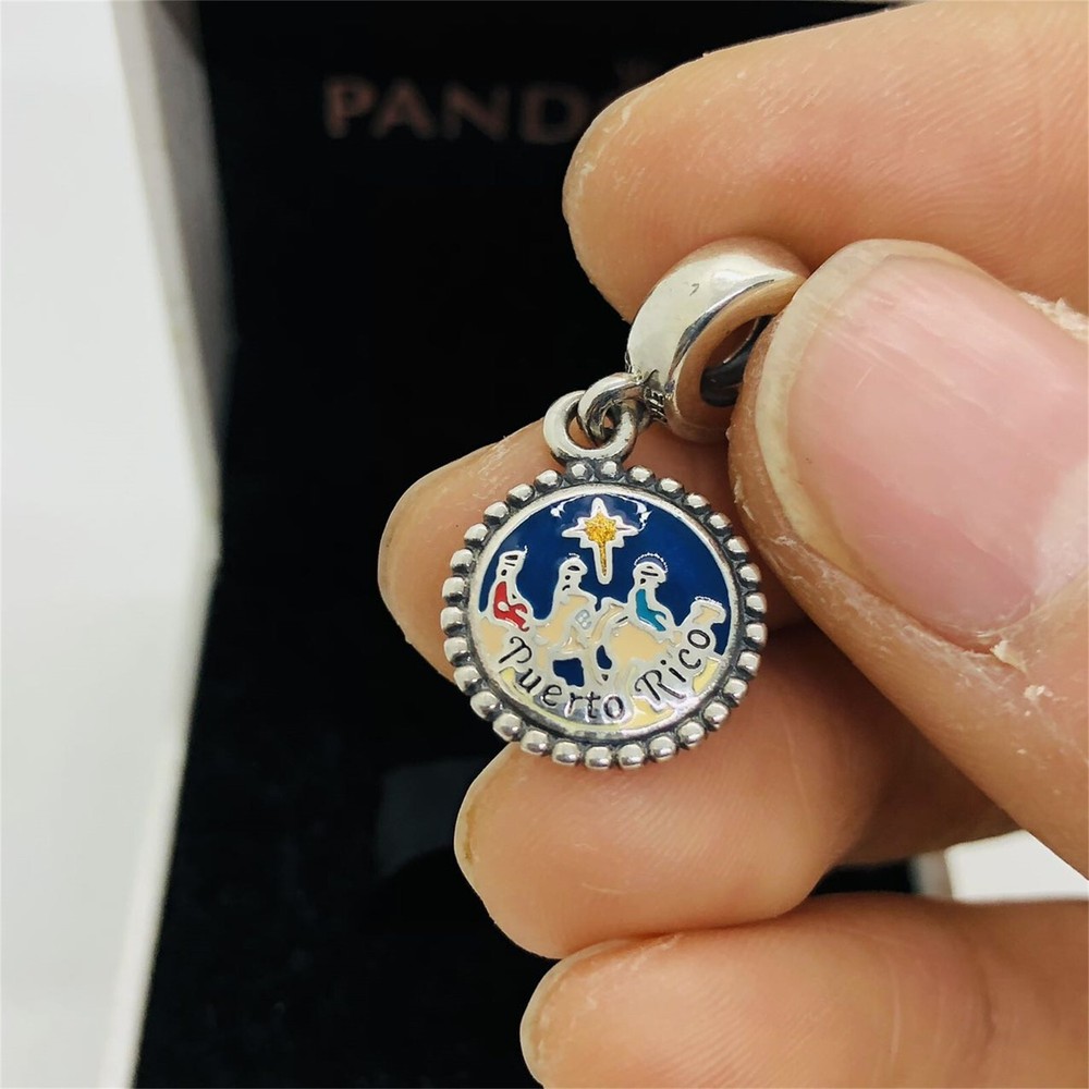 Pandora Puerto Rico Three Kings Dangle Charm Pendant  S925 Silver with box