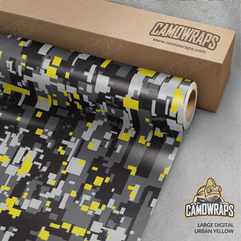 Large Digital Urban Yellow Camo Vinyl Wrap | Durable Cast Decal Film