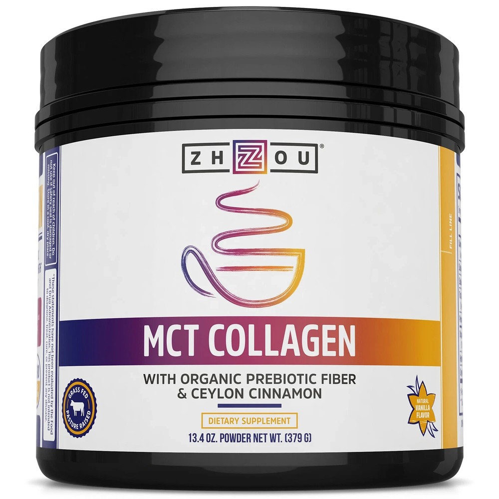 Keto-Friendly Zhou MCT Collagen Powder 13.4oz for Hair Skin Joints Coffee Creamer 25 Servings