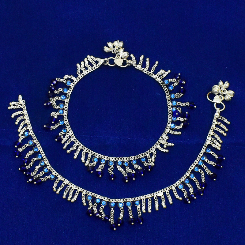 Anklet Ankle Chain Payal Pair Foot Jewellery Bells Charm Bridal Wedding Pajeeb-image