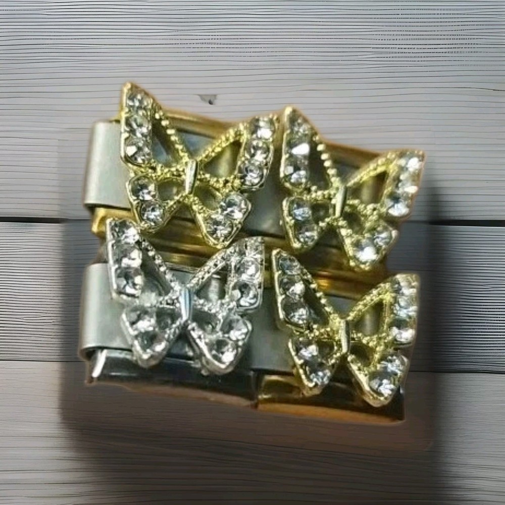 Crystal Butterfly Italian Charm CHOOSE Color 3D 9mm Silver Or Gold One Charm