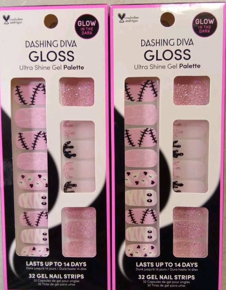 2 Dashing Diva Gloss Ultra Shine Gel Palette 32 Gel Nail Strips GS526 Glossy Web