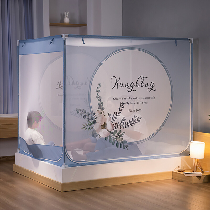 easy installment mosquito net with frames three doors dust proof active print-image